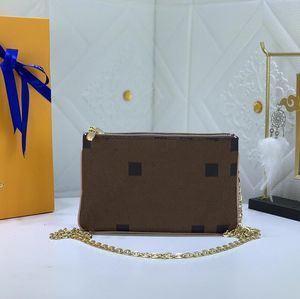 Mini pochette tillbehör kosmetiska väskor små handväska guldkedjor pursar koppling kors kropp plånbok myntpåsar axelväska med låda för gåvor