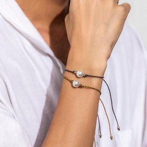 Charm armband ingesight.z boho f￤rgglad tr￥d fl￤tad f￶r kvinnor m￤n punk peal p￤rlor justerbar handgjorda par armband g￥va