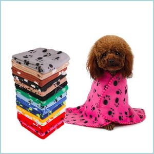 Dog Apparel Animal Pet Towel Paw Print Bath Towels Stars Snowflake Bone Blanket Dog Supplies Hairy Cushion Colorf Printing 3 9Yr C2 Dhjbc