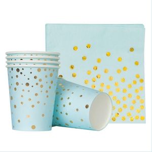 Stoviglie usa e getta all'ingrosso Piatti di carta usa e getta Golden Dot Set da 61 pezzi Stoviglie per compleanno Baby Shower Matrimonio 895 Dhzxt