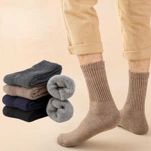 Men's Socks 22 Autumn And Winter Men's Mid-thigh Solid Color High Like Tendons Terry Thickened Warm Wool