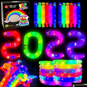 Party Decoration Party Decoration Pop Tubes Glow Sticks Favors Large Sensory Fidget Toys In The Dark Supplies Birthday Goodie Bag Stu Dhwbt