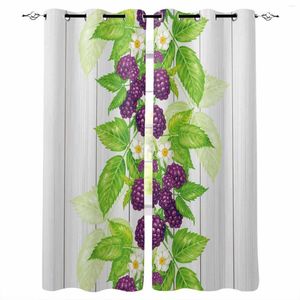 Curtain Wood Grain Spring Fruit Blueberry Watercolor Curtains For Living Room Modern Window Bedroom Drapes Blinds