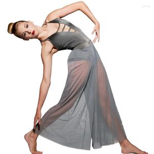 Stage Wear 2 Piece Dance Outfit Contemporary Costume Leotard Mesh Culotte Bodysuit Performance Clothes Customized