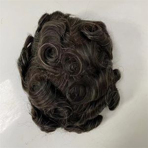 Vietnamese Virgin Human Hair Piece 32mm Wave Front Lace Unit 8x10 #1B/Grey Mono Lace with PU Toupee for Men Fast Express Delivery