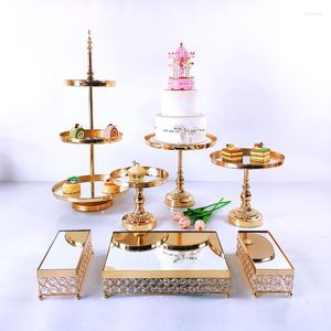 Festival Malzemeleri 7-16 PC Kristal Metal Metal Meyve Kek Stand Stand Seti Festival Partisi Ekran Tepsi Cupcake