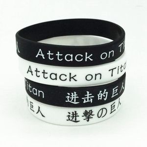 Braccialetti con ciondoli Anime Attack On Titan Bracciale Punk Style Intrecciato in pelle Unisex Gomma siliconica Elastic Band Regalo all'ingrosso