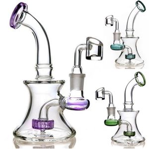 Mini bong per acqua in vetro a 4 colori, collo piegato, impianti petroliferi, tubi per acqua in vetro, con ciotola da 14 mm, altezza da 6,3 pollici, disponibile