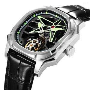 Wristwatches AESOP Mens Real Tourbillon Mechanical Sports Waterproof Wrist Watches Skeleton Luxury Watch For Men Movement Luminous Diamond