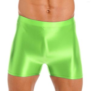 Herr shorts herrar badkl￤der glansig mitt i midjan springande baddr￤kt elastisk midjeband korta leggings yoga gym fitness sportkl￤der
