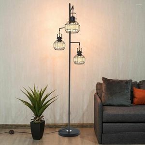 Lampy podłogowe DEPULEY LAMPĘ LAMPOWY Drzewo LED Stojące metalowy rattan klatka kształt Wysoki słupek odczytu oświetlenie 8w E26 Włączając żarówkę