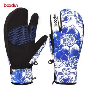 Ski Gloves Boodun Winter Snowboard for Women Windproof Waterproof Non-slip Skating ing Cotton Warm Mittens L221017