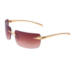 Fashion men women sunglasses leopard alloy polished gold plated finish long oval piece type gradient burgundy lenses butterfly shape design rimless glasses frame