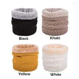 Bandanas Winter Women Solid Knitted Wool Scarf Snood Infinity Neck Warmer Cowl Collar Circle Crochet Velvet Thicken Hiking