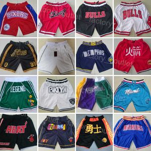 Pantaloncini da uomo Pantaloncini da basket della squadra di film Cerniera elastica in vita Just Don Pantaloni sportivi sportivi Indossa pantaloni vintage con coulisse divisa hip pop