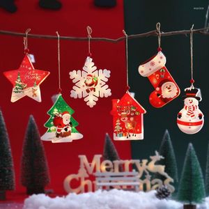 Julekorationer 1pc Happy Year LED Window Lamp Tree Pendants Pendant Gifts Merry Star Lights For Home Room