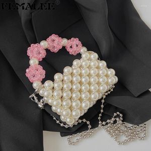 Evening Bags Long Chain Pearl Bead Coin Bag Hand-woven Celebrity Handbags Unique Design Ladies Party Top-handle Purses And