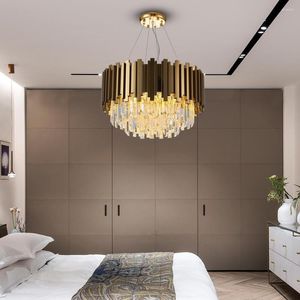 Lampadari Lampadario di cristallo moderno per soggiorno Lampada Cristal in acciaio inossidabile dorato Camera da letto Decorazioni per la sala da pranzo Apparecchi di illuminazione a sospensione