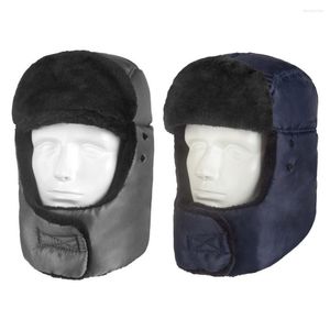Bandanas 2022 Winter Men Warm Waterproof Russian Adjustable Ushanka Hat With Ear Flap Mask Fur Trapper Cap Hats