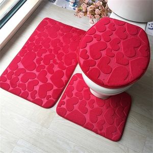 3 Teile/satz Badezimmer Bad Matten Set 3D Geprägte Flanell Teppich Nicht Slip Dusche Teppiche Hause Wc Deckel Abdeckung Teppiche fußmatten 220504