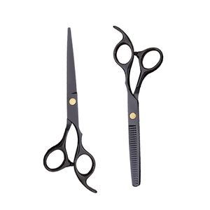 Nożyczki fryzjerskie nożyczki dla zwierząt czarny zestaw przerzedzający krojenie