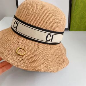 Wide Brim Hats Bucket Hats Fashion Straw Hat Sunhats Caps Designer Bucket Hats Casquette For Men Woman Breathable Summer Resort Sun Protection Ice Silk Hemp