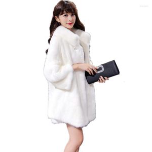 Cappotto di pelliccia di visone da donna più spesso caldo cappotti invernali di finto 2022 moda giacca lunga di lusso femminile capispalla donna artificiale