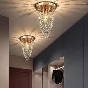 Luzes de teto Lâmpadas de cristal de luxo para Hall Corredor Varanda Lâmpada de quarto da superfície moderna LEDs LED ES Iluminação