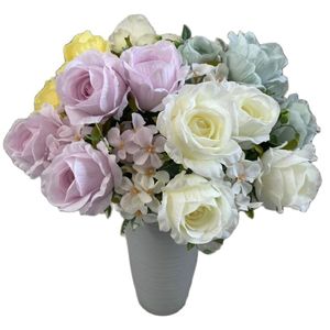 En faux blommor hortensia steg 7 stjälkar per grupp simulering vår rosa grönt blad för bröllop centerpieces