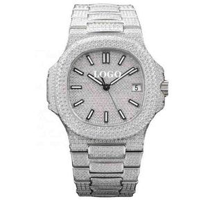 Orologi di lusso in cristallo di zircone per orologio da uomo Pate Philipp Orologio da sub Misura 40 mm Movimento ETA 324 Gypsophila Ice Out Cube Diamond