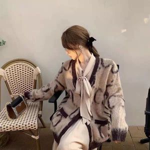 22SS su￩ter guccy mujeres mujeres japonesa letra perezosa jacquard mohair su￩teres tejidos oto￱o invierno suelto maglione guccie para mujeres