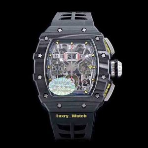 Luxuriöse Herren-Mechanik-Uhr, Marke, Skelett-Zifferblatt, automatische mechanische Herren-Armbanduhr aus Kohlefaser und schwarzem Kautschuk