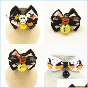 Collari per cani Guinzagli Collari per cani di Halloween Mti Colori Modello di stampa Cani Collare per gatti Giallo Nero Accessori per cani Drop Del Dhflv