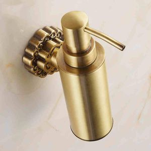 Liquid Soap Dispenser Dispensers Antique Brass Wall Mounted Shampoo Holder Bathroom Accessories 10704F