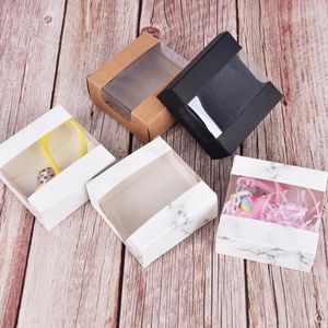 Gift Wrap PVC Window Kraft Paper Box Clear Packaging Soap Candy Favors Wedding Party Decor