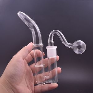 Große Glas-Ölbrenner-Bong-Shisha, dickes Glasrohr, 20 mm Durchmesser, 14 mm weibliches flaches Mundstück, Bogen-J-Haken-Adapter mit männlichen Glas-Ölbrennerrohren