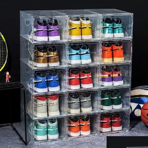 Shoe Parts Accessories Dustproof Thicken Plastic Sport Shoes Storage Boxes Transparent Sneaker Stackable Organizer Domestic Box Ex Dhpne