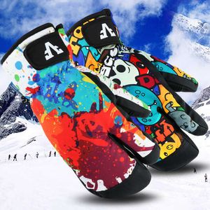 Ski Gloves Winter Warm Windproof Outdoor Sports Comfortable Men Women Snowboard Gloves 3 Finger Mittens Winter -30 Skiing gloves L221017
