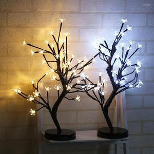 Nachtlichter 48 LEDs Topfwolzenbaumbl￼te Schreibtisch Top Bonsai Weihnachtsdekorationen klein