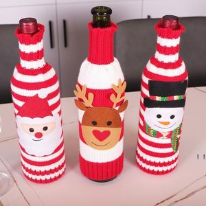 Decoração de Natal de malha de malha de vinho Conjunto de hotel mesa em casa configuração de christma-suprimentos christma-wine garrafa zzb16488