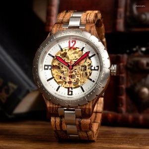 Orologi da polso Relogio Masculino BOBO BIRD Orologi meccanici Uomo 2022 Cinturino in acciaio inossidabile di legno Orologio automatico Scatola regalo Reloj Hombre