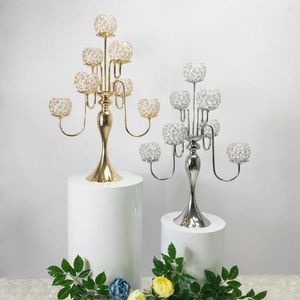 Parti Dekorasyonu Yüksek Kaliteli Lüks 7 Arms Candle Tutucu Düğün Centerpieces Oturma Odası Masası Merkez Parçası için Kristal Şamelabra