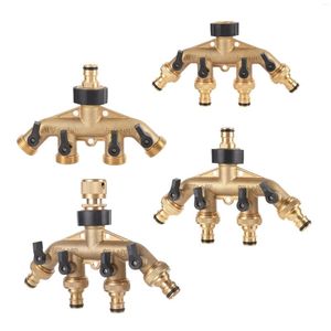 Watering Equipments Brass 3/4" Thread 4-way Garden Tap Water Splitter Pipe Female Irrigation Valve Quick Connector