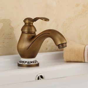 Bathroom Sink Faucets Basin Classic Antique Brass Faucet Single Handle Hole Deck Mount Cold Water Mixer Tap WC Taps 1025C