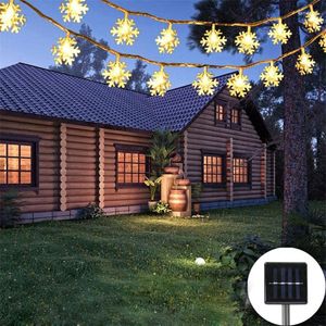 Strings Moonlux 4.5m 30led Kar Çiçeği Güneş Işık Dize Noel Bahçesi Dekorasyonlu Su Geçirmez Aydınlatma