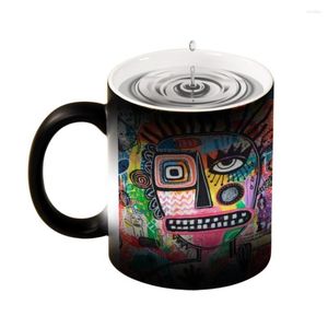 Mugs Jean Michel Basquiat Mug Cup Magic Ceramic Coffee Breakfast Water Kid Cups Cold Heat Sensitive Color Changing For Gift