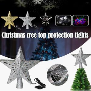 Decorações de Natal Árvore LED LED LUZ LUZES TOPPER LUZES 3D Decoração Glitter Glitter Star girating Wit V0D3