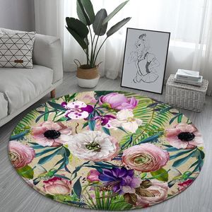 Carpets Home Living Room Bedroom Bathroom Floor Mat Printed Carpet Flower And Bird Round Peony Rose Sofa