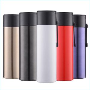 Mugs Pure Color Double Deck Vacuum Insation Cup Straight Portable Stainless Steel Tumbler Practical China Products Water Bottle 26Jz Dhh8O