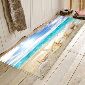 Mattor Ocean Beach Starfish Wood Pattern Anti-Slip Rug Flanell Outdoor Doormat Floor Mats Kithchen Living Room Corridor Entry Carpet